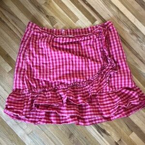 Pink Gingham Ruffle Skirt